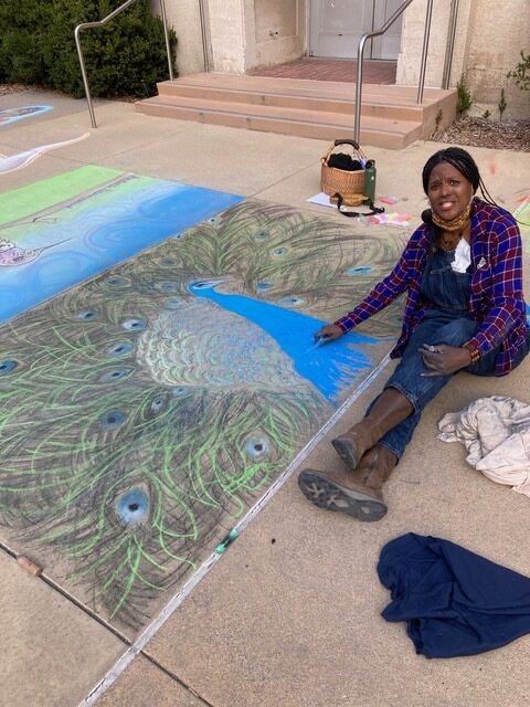 Peacock chalk art