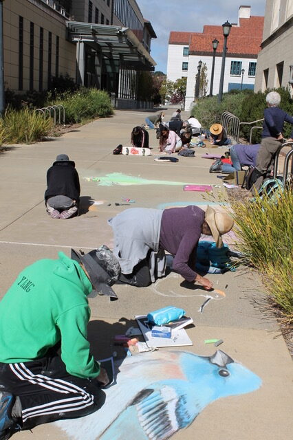 Chalk artists at UC Berkeley