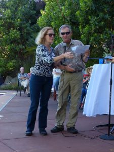 Noreen Weeden and Eddie Bartley present the birding awards. Photo by Lee Karney.