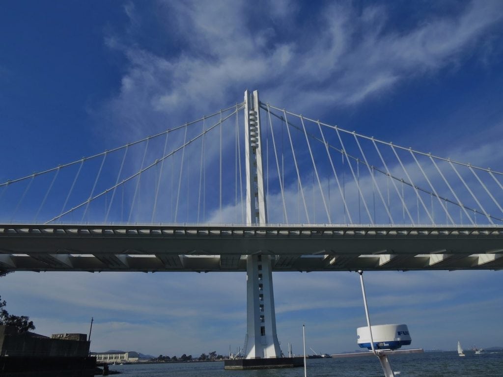 The new Bay Bridge, viewed from the water, by David Assmann
