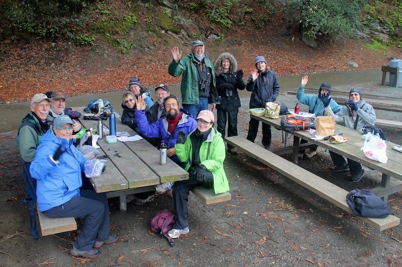 Claremont team stops for lunch at Lake Temescal, by Ilana DeBare