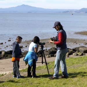 Eco-Ed Director Anthony DeCicco and students at Point Pinole / Photo by Eva Guralnick
