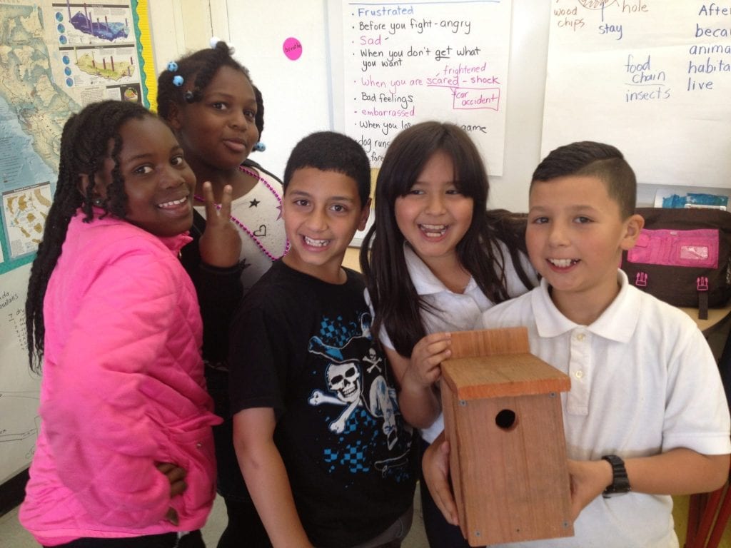 Eco-ed students with their completed nest box / Photo by Anthony DeCicco