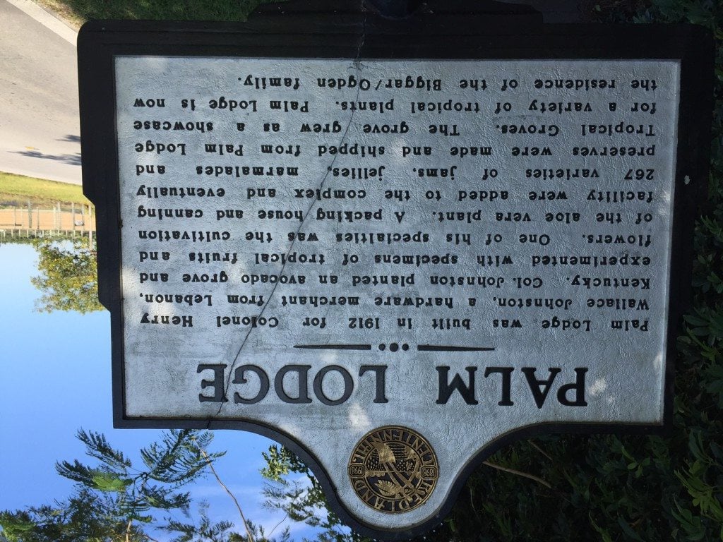 Historical marker at Palm Lodge, the private residence where George and Lani stayed / Photo by George Peyton