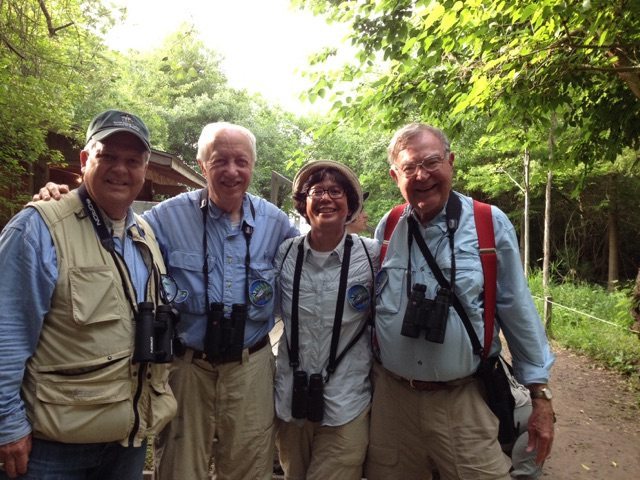 Birding guides Bob Hirt and Victor Emanuel, with Lani and George