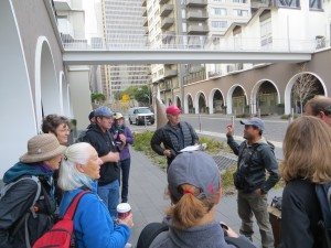 Urban birding in downtown SF - the Telegraph Hill team led by Carlo Arreglo gets ready to count. 
