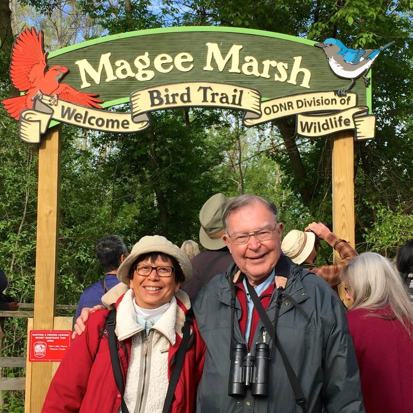 Lani Rumbaoa and George Peyton at Magee Marsh during Lani's Big Year