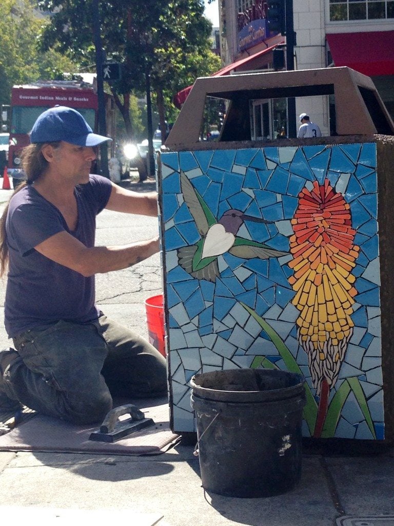 Artist Juan Lopez at work / Photo by Old Oakland Neighbors