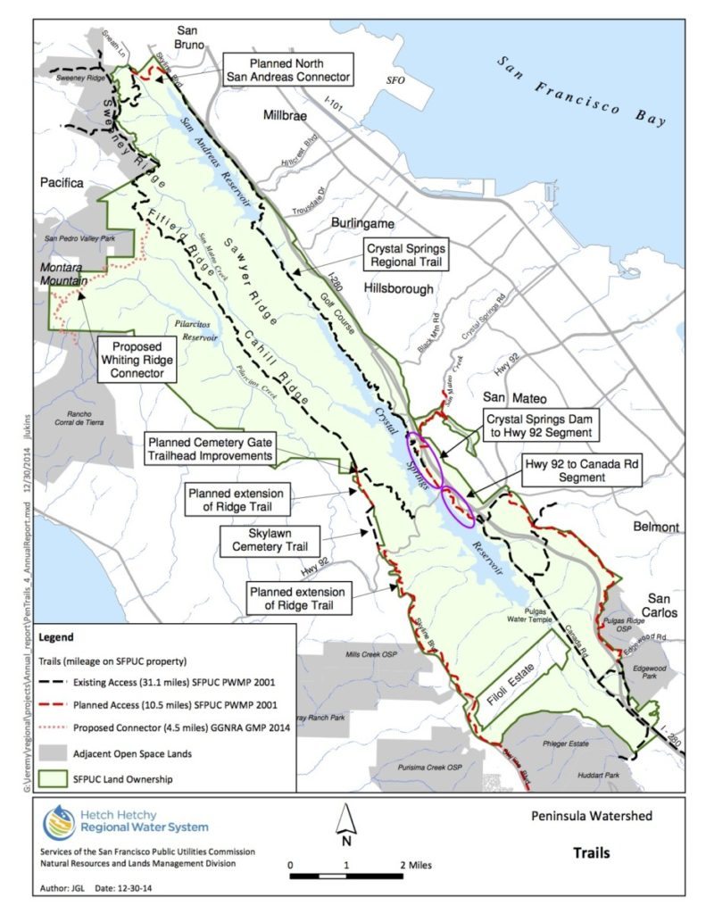 Map of Peninsula Watershed by SFPUC