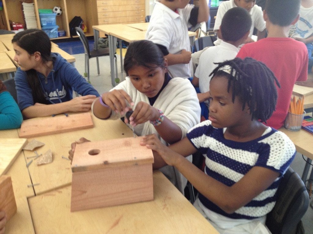 Building nest boxes at Montalvin Elementary School  / Photo by Anthony DeCicco