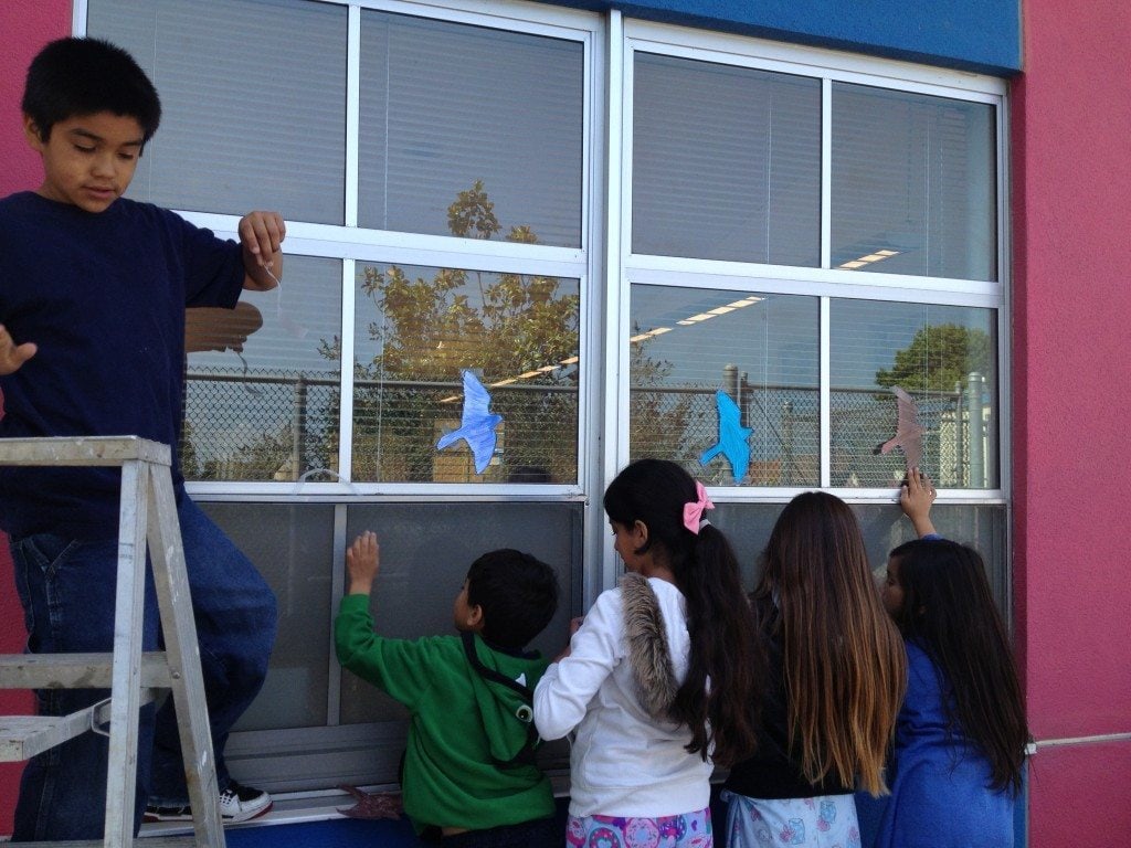 Applying silhouettes to prevent collisions at Verde Elementary School / Photo by Anthony DeCicco